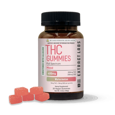 Extract Labs Sweetened With Allulose Delta 9 Gummies | Mood | Watermelon Best Sales Price - Gummies