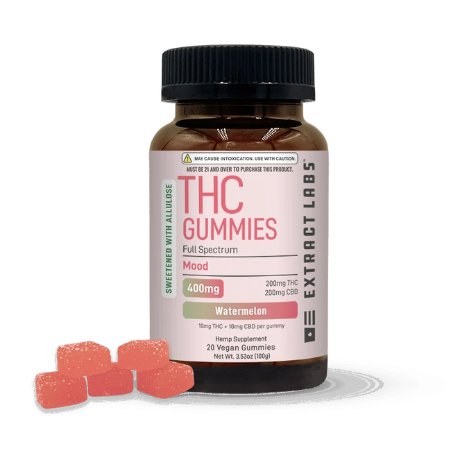 Extract Labs Sweetened With Allulose Delta 9 Gummies | Mood | Watermelon Best Sales Price - Gummies