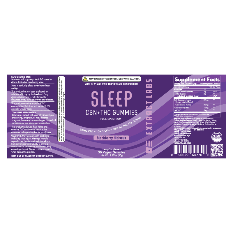 Extract Labs CBN + Delta 9 Gummies | Sleep Gummies | Blackberry Hibiscus