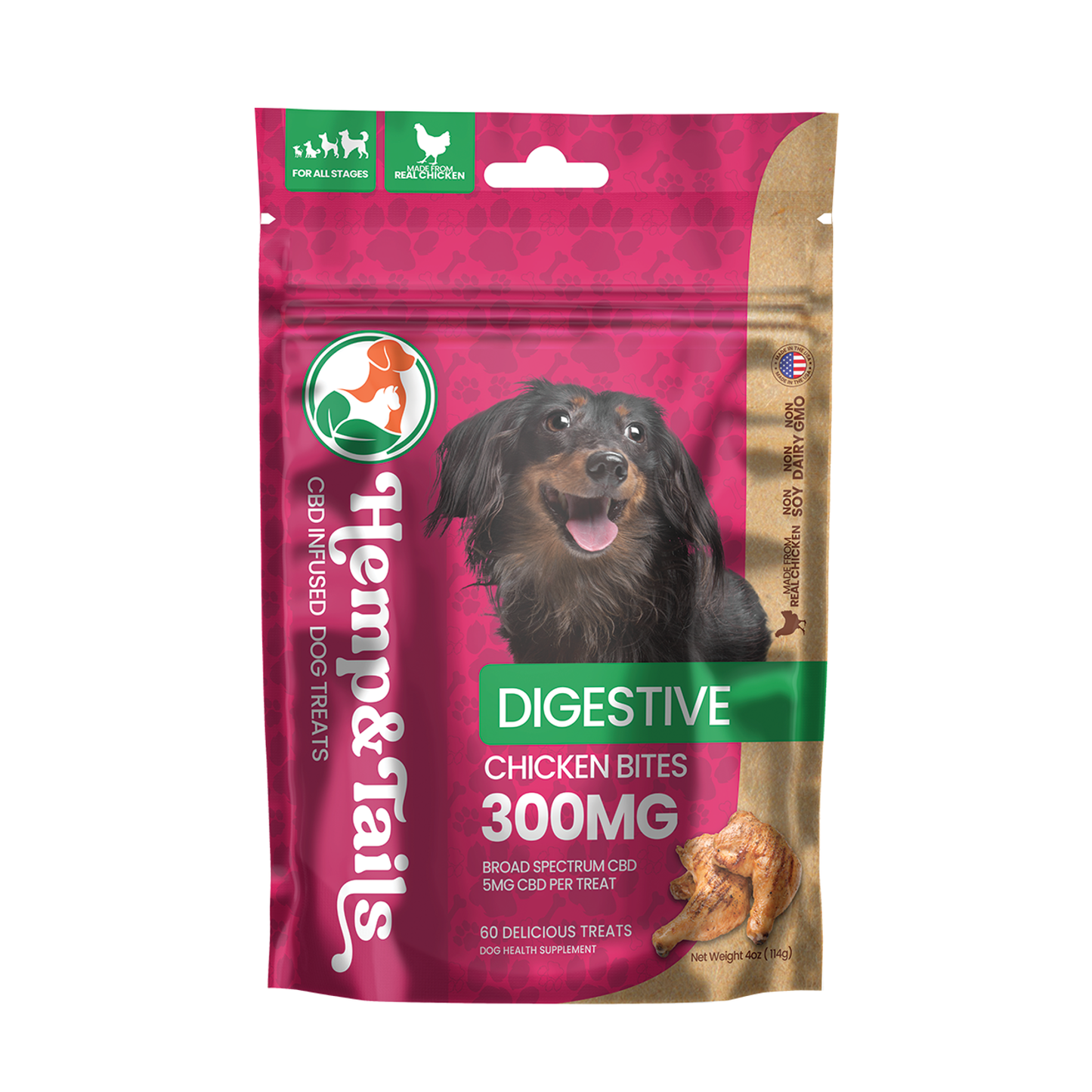 Hemp & Tails Dog Treats - Digestive - Chicken Bites Best Sales Price - Pet CBD
