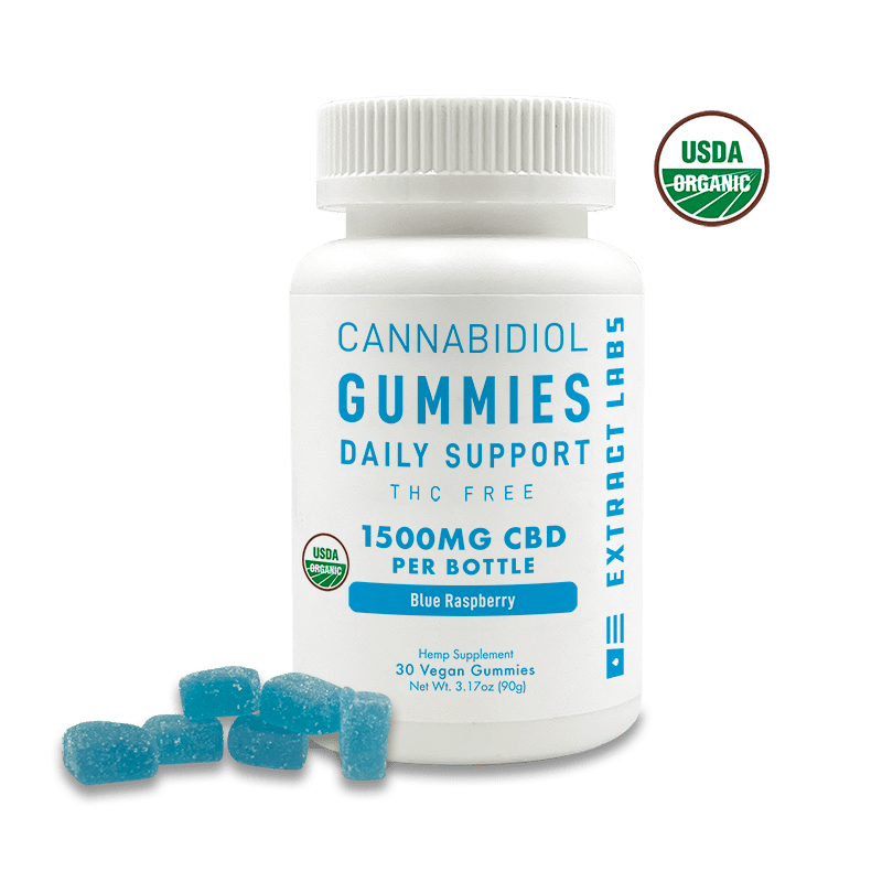 Extract Labs Organic CBD Isolate Gummies | Daily Support | Blue Raspbe ...