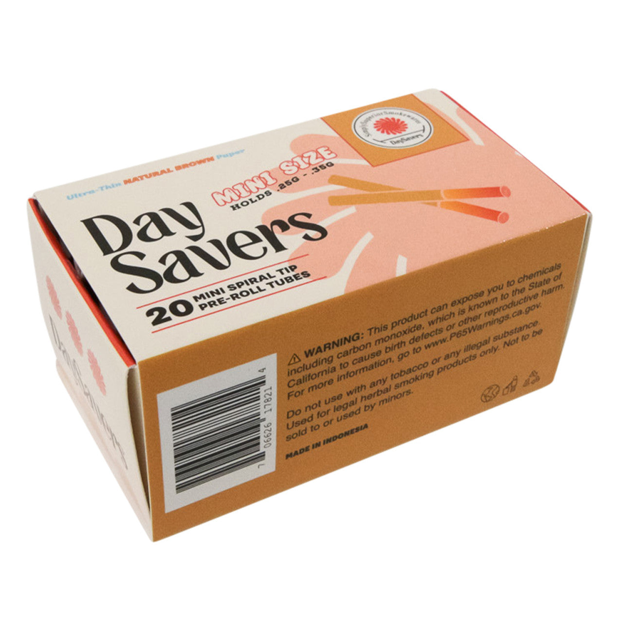 DaySavers Minis Natural Brown Artisan Pre Rolled Tubes - 20 Pack Best Sales Price - Pre Rolls