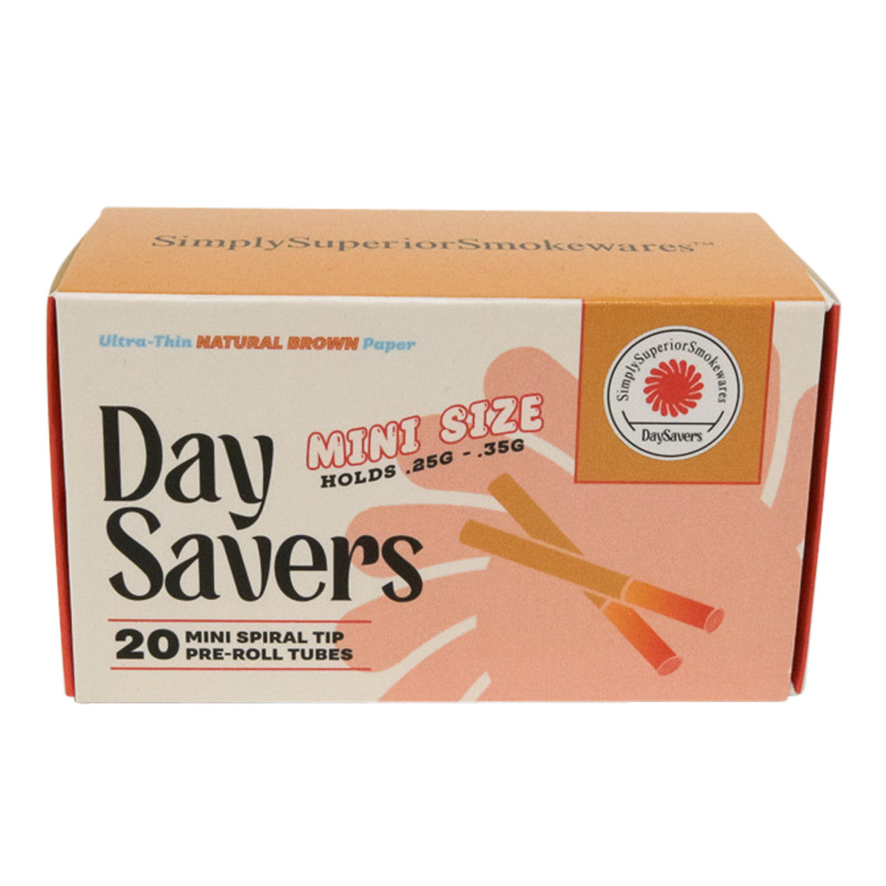 DaySavers Minis Natural Brown Artisan Pre Rolled Tubes - 20 Pack Best Sales Price - Pre Rolls