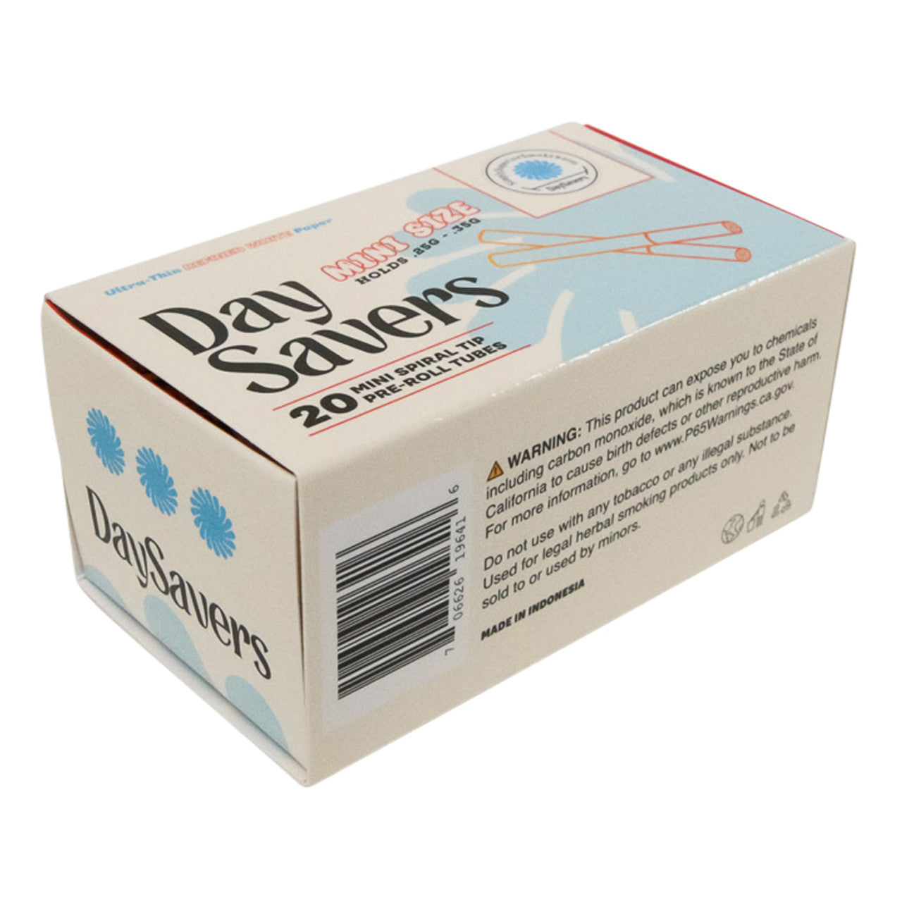 DaySavers Minis Refined White Artisan Pre Rolled Tubes - 20 Pack