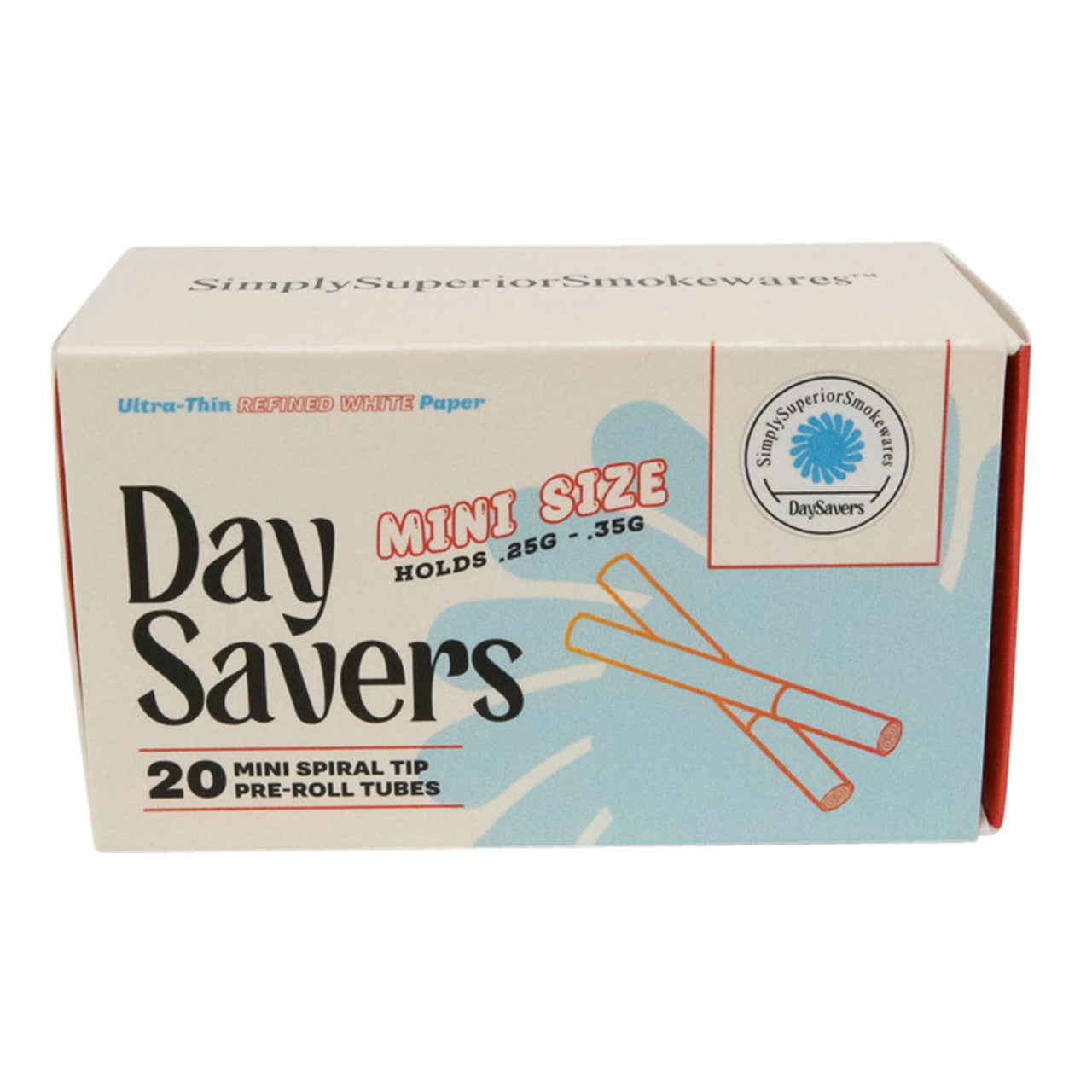 DaySavers Minis Refined White Artisan Pre Rolled Tubes - 20 Pack