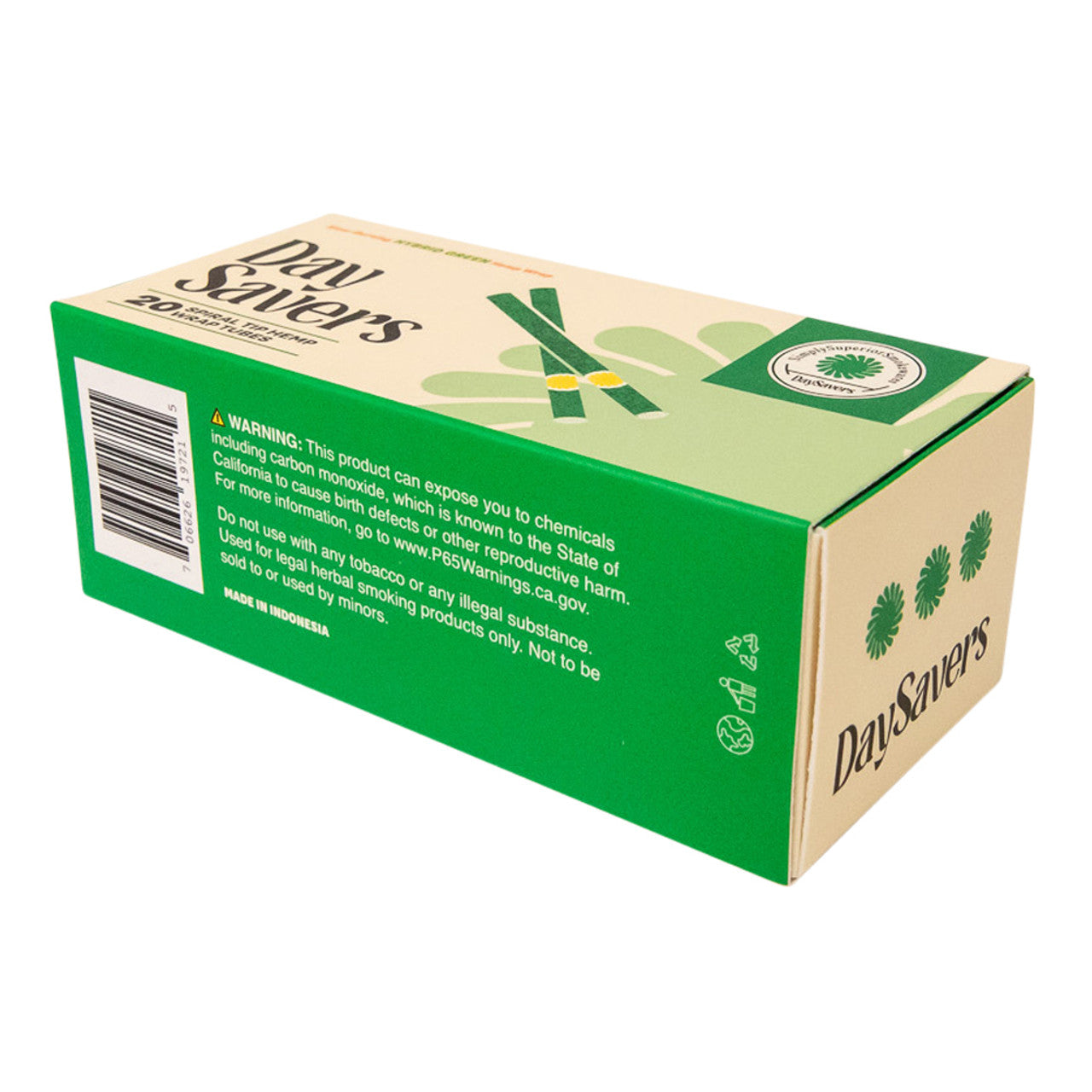 DaySavers Half Gram 1 1/4 Green Hybrid Hemp Blunt Wrap Artisan Pre Rolled Tubes with Spiral Filter Tips [Pack of 20 Tubes]