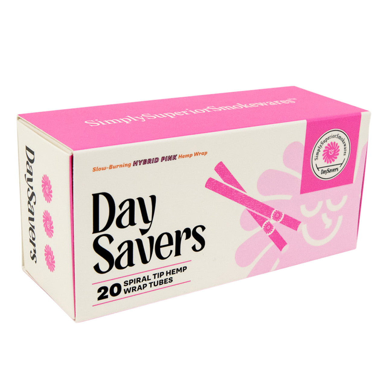 DaySavers Half Gram 1 1/4 Pink Hybrid Hemp Blunt Wrap Artisan Pre Rolled Tubes with Spiral Filter Tips [Pack of 20 Tubes]