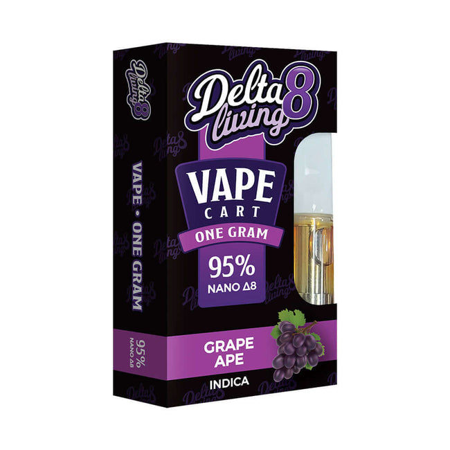 CBD Living | Grape Ape Indica Delta 8 Vape Cartridge 950mg Best Sales Price - Vape Cartridges
