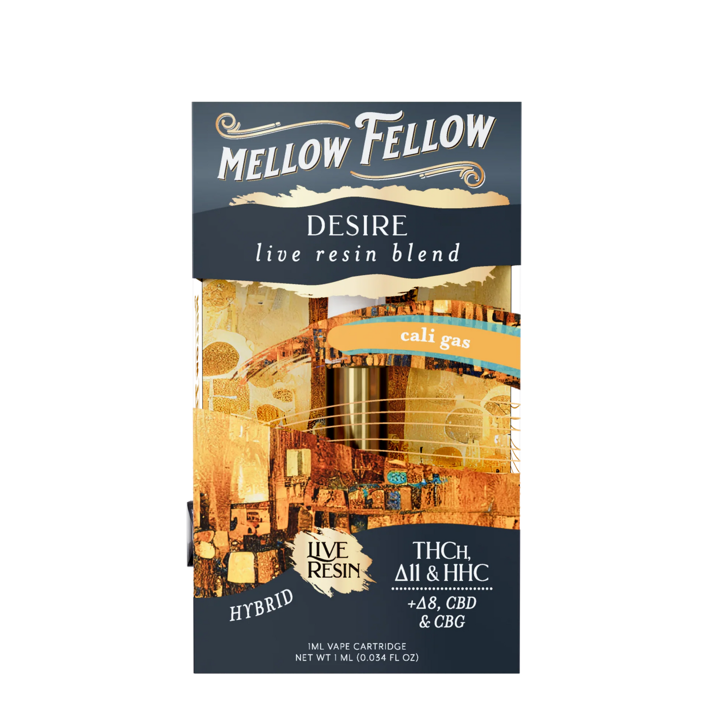 Mellow Fellow Desire Blend 1ml Live Resin Vape Cartridge - Cali Gas (Hybrid)