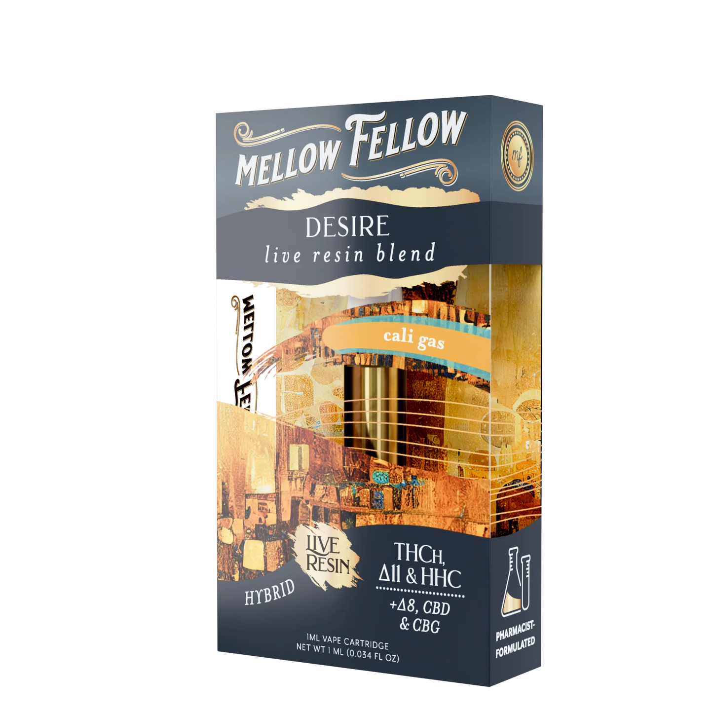 Mellow Fellow Desire Blend 1ml Live Resin Vape Cartridge - Cali Gas (Hybrid)