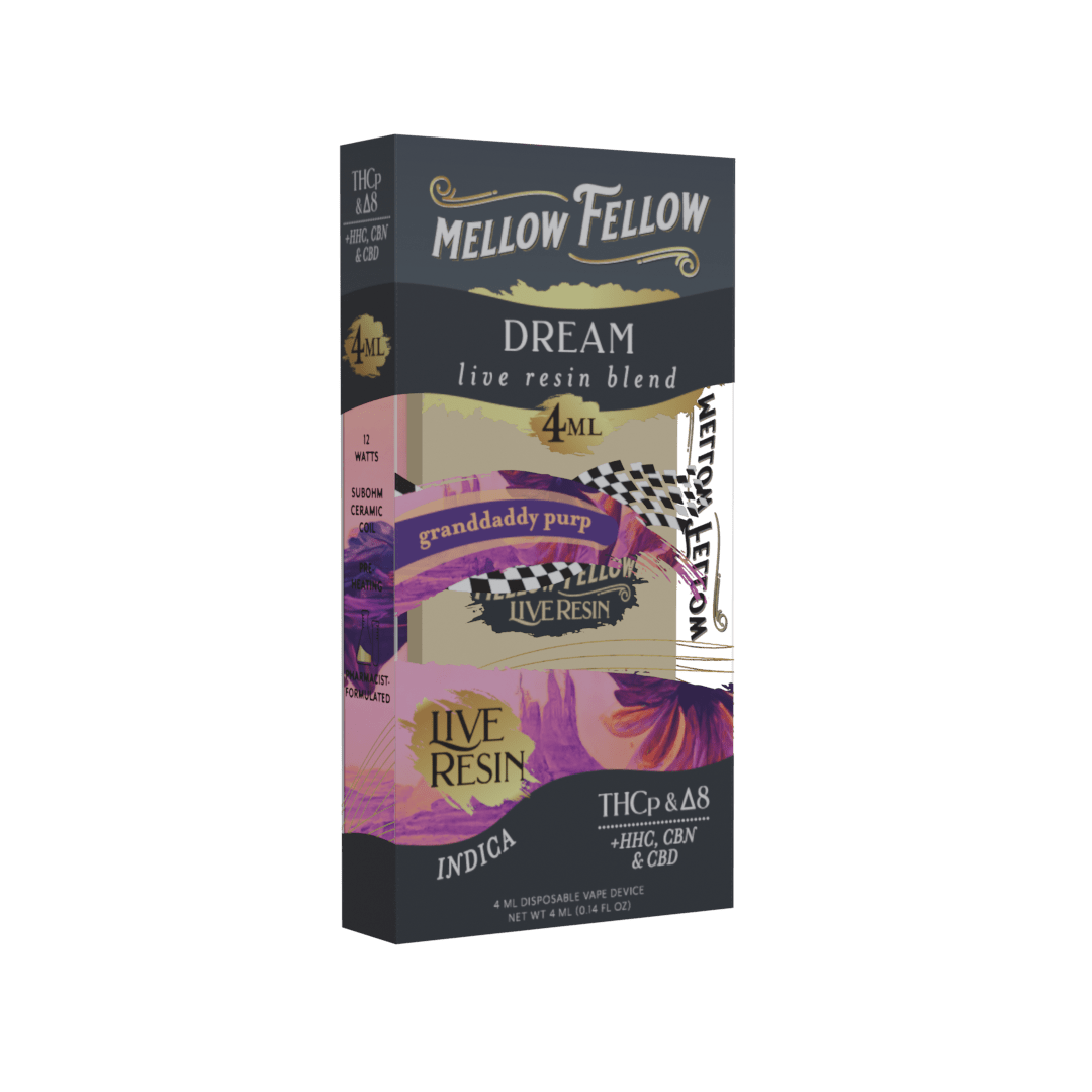 Mellow Fellow Dream Blend 4ml Live Resin Disposable Vape - Granddaddy Purp (Indica)