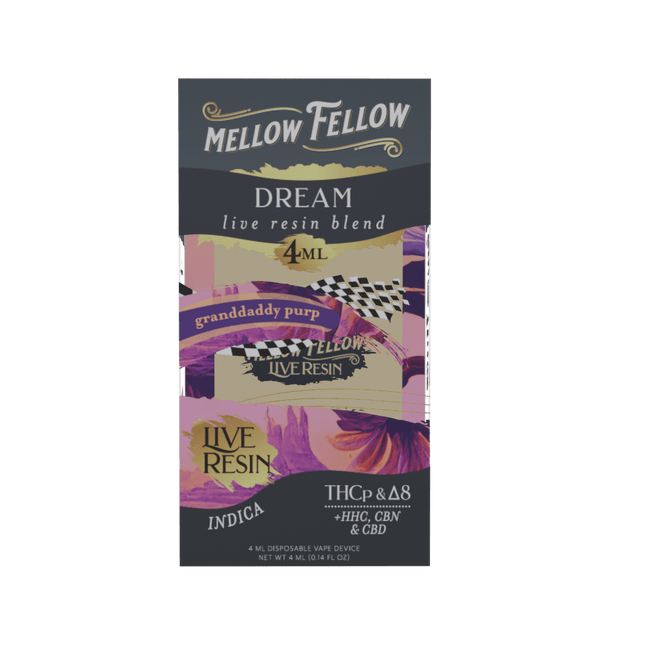 Mellow Fellow Dream Blend 4ml Live Resin Disposable Vape - Granddaddy Purp (Indica)