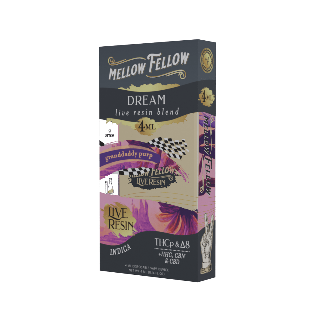 Mellow Fellow Dream Blend 4ml Live Resin Disposable Vape - Granddaddy Purp (Indica)