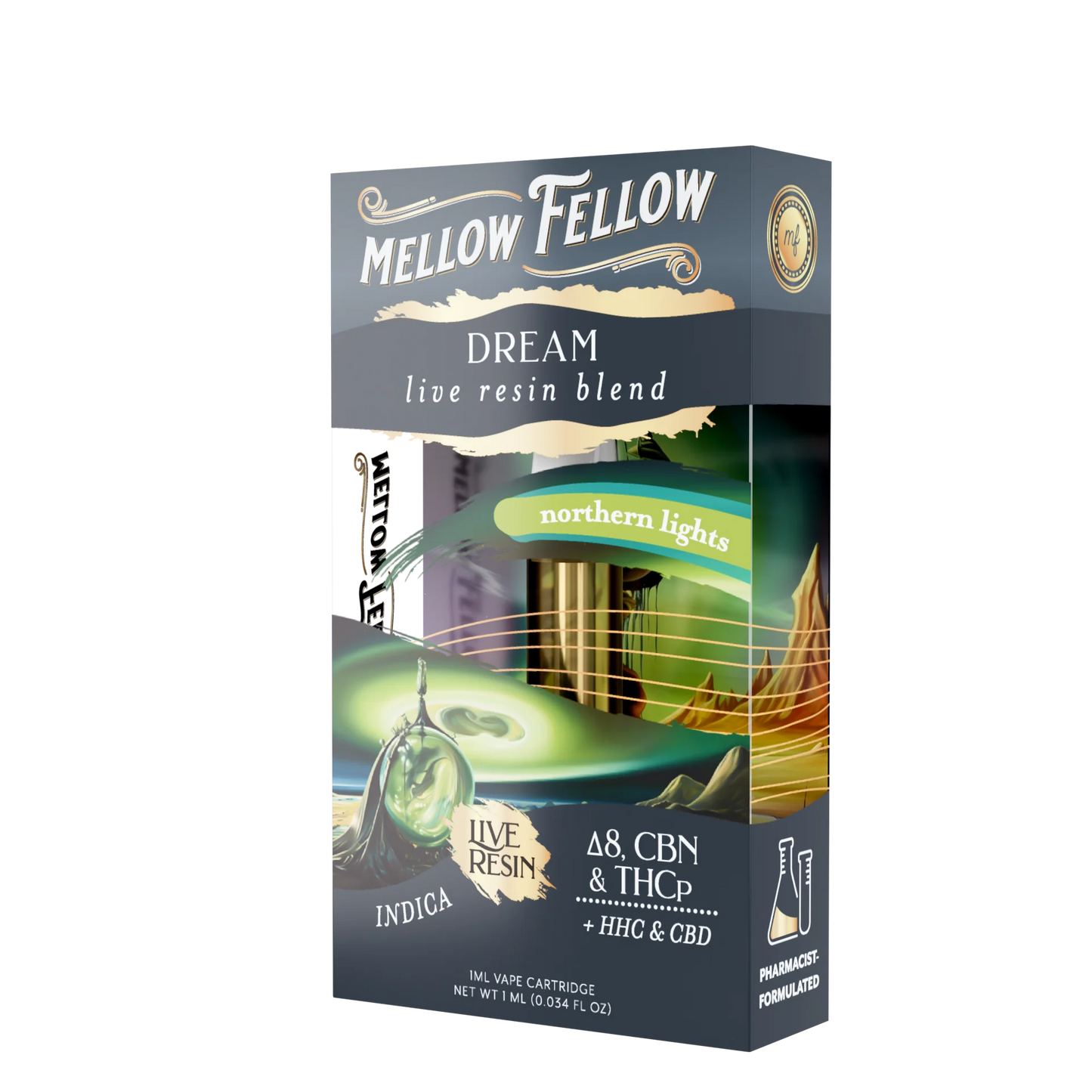 Mellow Fellow Dream Blend 1ml Live Resin Vape Cartridge - Northern Lights (Indica)