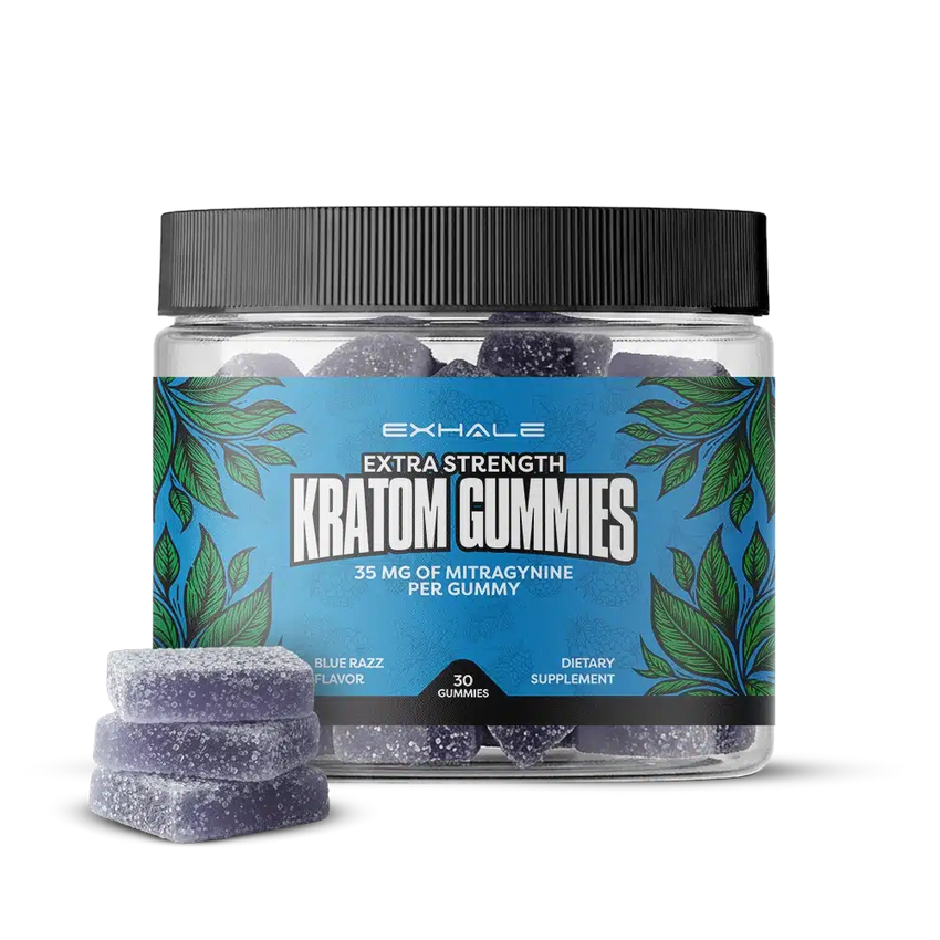 Exhale Kratom Gummies - Blue Razz Best Sales Price - Gummies