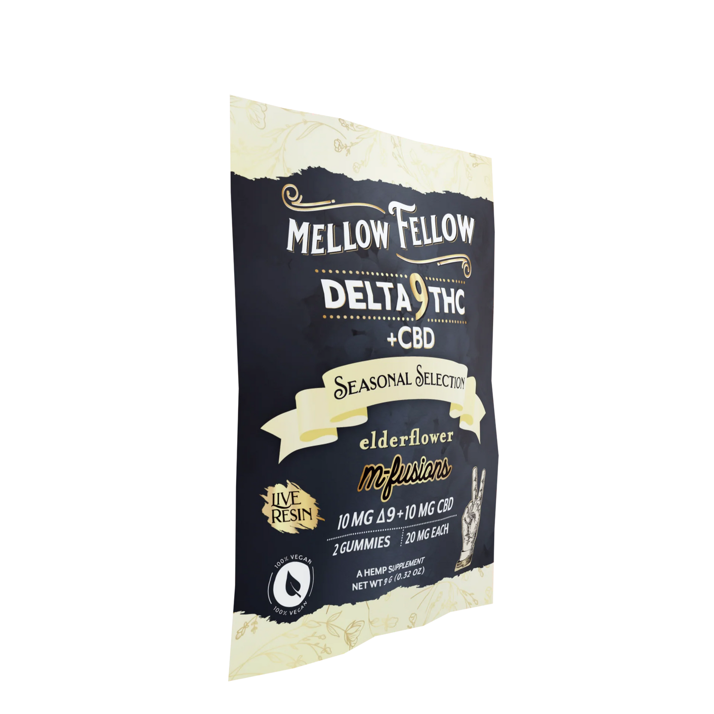 Mellow Fellow Live Resin Infused Edibles - 2cnt 40mg Delta 9 THC & CBD - Elderflower (Seasonal Selection) Best Sales Price - Edibles
