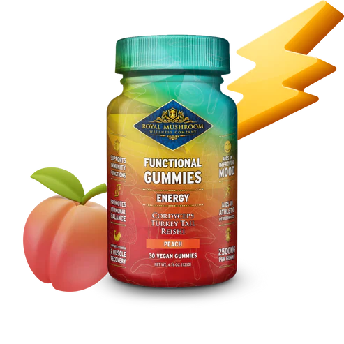 Royal Mushroom Energy Mushroom Mix Gummies Peach Flavor Best Sales Price - Gummies