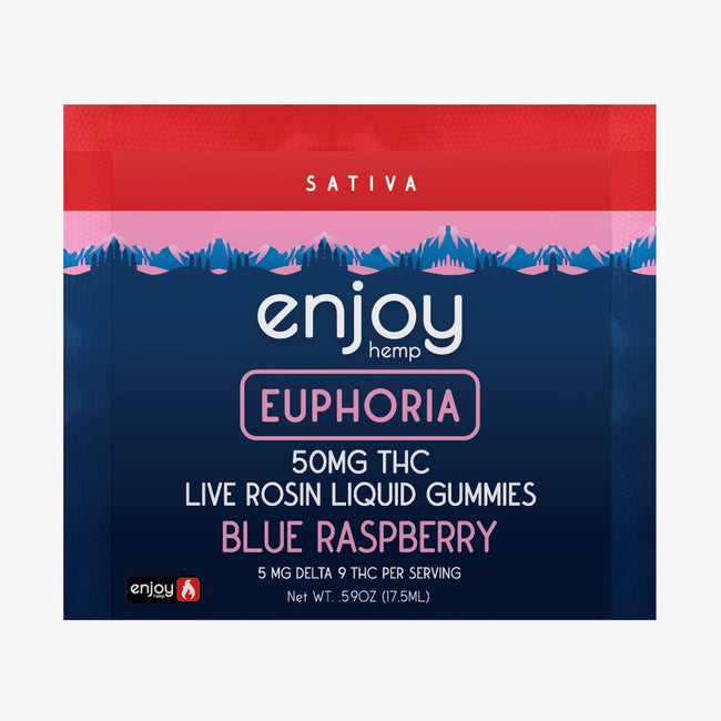 Enjoy Hemp 50mg Live Rosin Liquid Gummies - Blue Raspberry for Euphoria (Sativa)