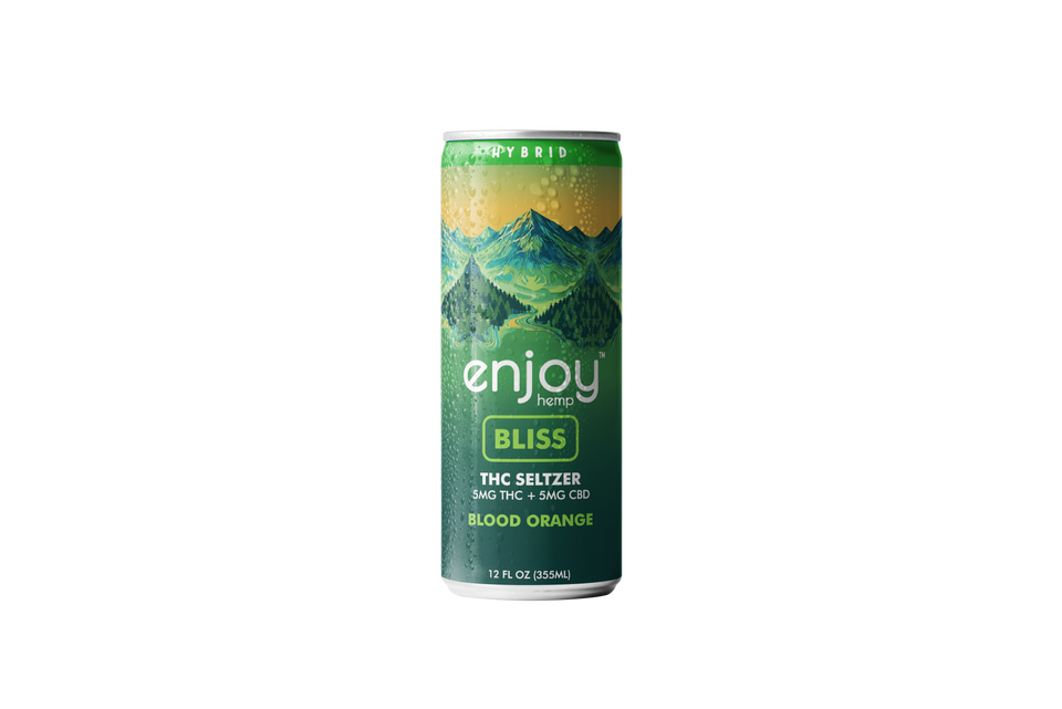 Enjoy Hemp 5mg THC + 5mg CBD Blood Orange Seltzer for Bliss (Hybrid) | Microdose Social-Tonic, Alcohol-Free Drink