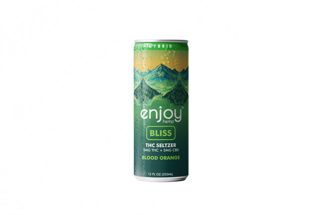 Enjoy Hemp 5mg THC + 5mg CBD Blood Orange Seltzer for Bliss (Hybrid) | Microdose Social-Tonic, Alcohol-Free Drink