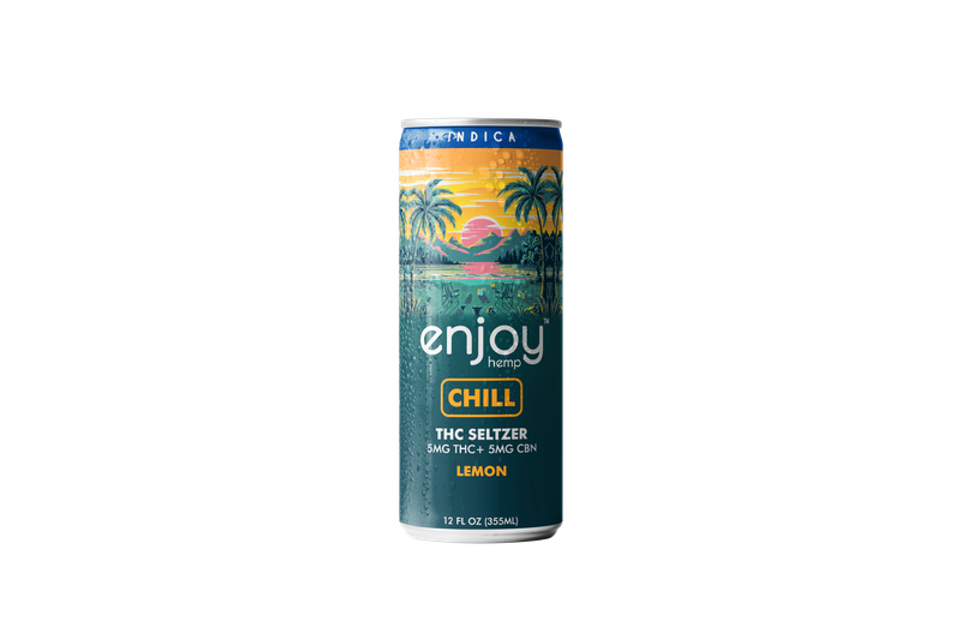 Enjoy Hemp 5mg THC + 5mg CBN Lemon Seltzer for Chill (Indica) | Microdose Relaxation, Alcohol-Free Drink