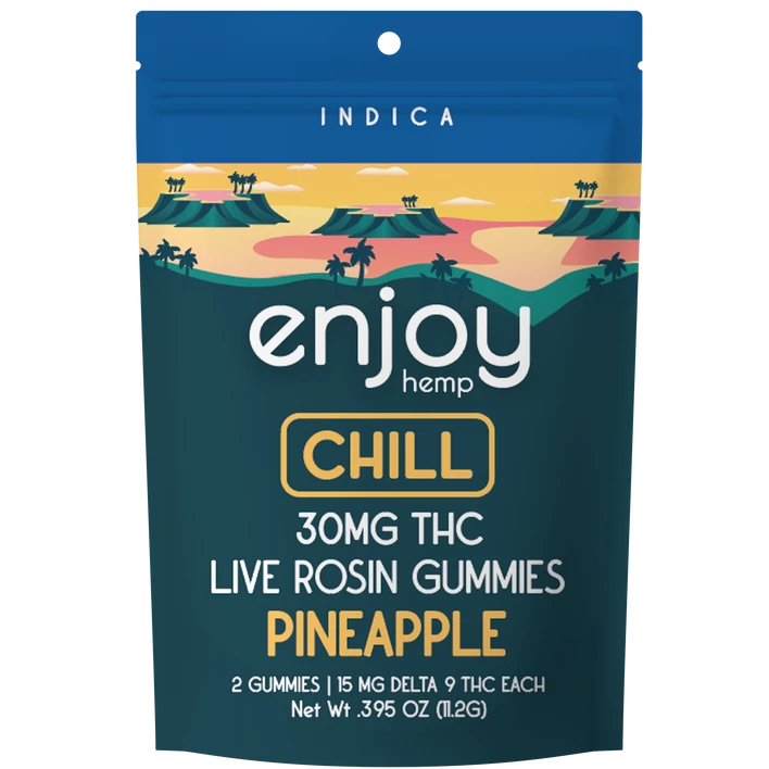 Enjoy Hemp Live Rosin 30 mg Delta 9 THC Gummies for Chill - Indica-Infused Pineapple Best Sales Price - Gummies