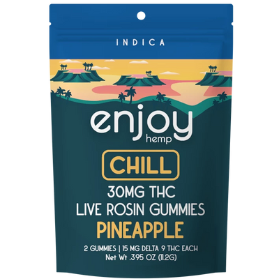 Enjoy Hemp Live Rosin 30 mg Delta 9 THC Gummies for Chill - Indica-Infused Pineapple Best Sales Price - Gummies
