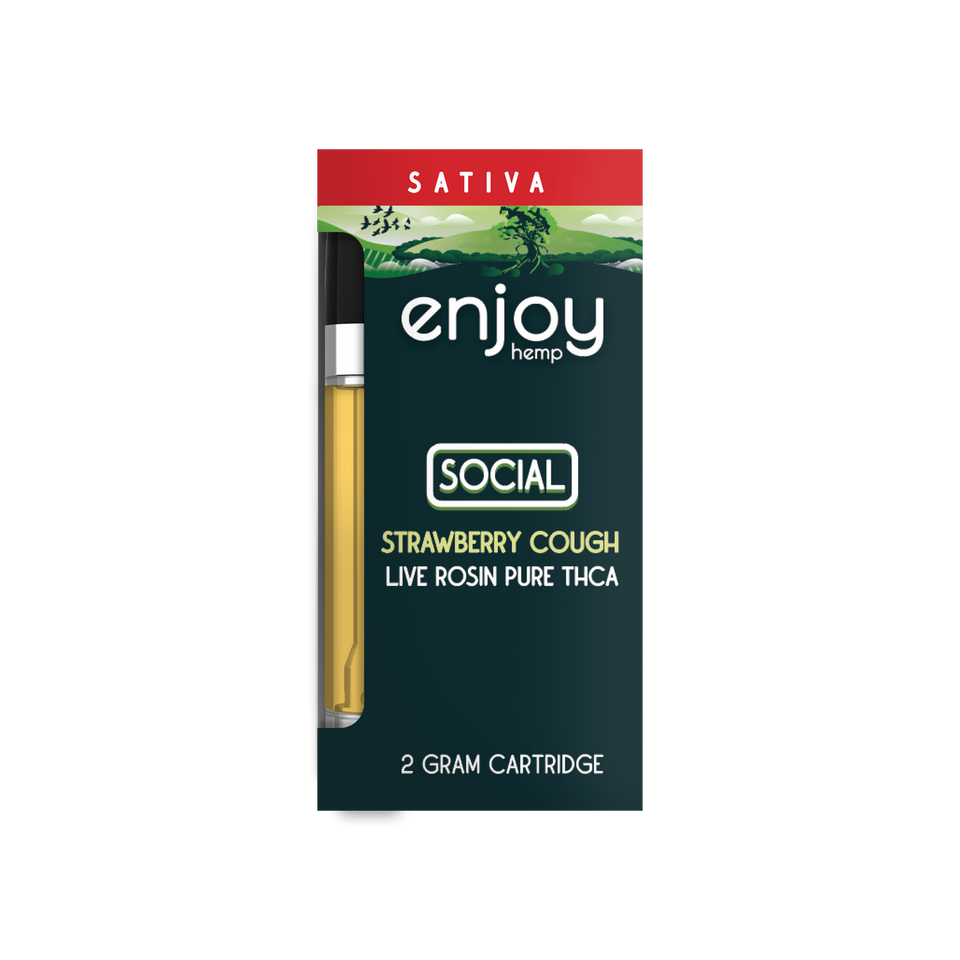 Enjoy Hemp Live Rosin Pure THCA 2g Vape Cart for Social - Strawberry Cough (Sativa) Best Sales Price - Vape Cartridges