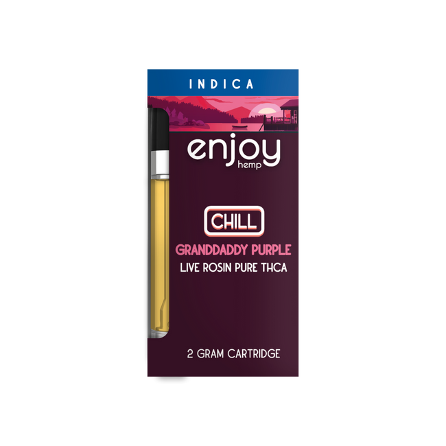 Enjoy Hemp Live Rosin Pure THCA 2g Vape Cartridge for Chill - GrandaddyPurple (Indica) Best Sales Price - Vape Cartridges