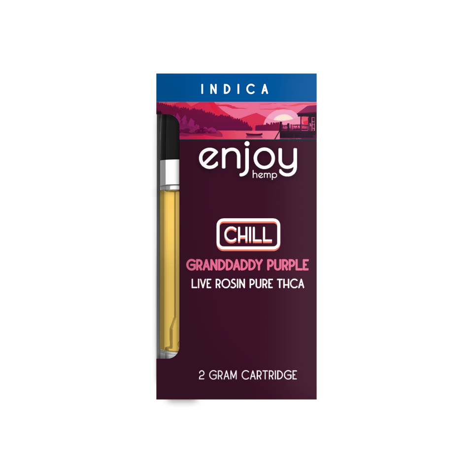 Enjoy Hemp Live Rosin Pure THCA 2g Vape Cartridge for Chill - GrandaddyPurple (Indica) Best Sales Price - Vape Cartridges
