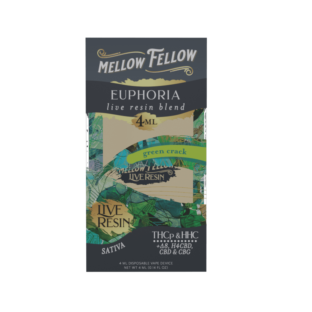 Mellow Fellow Euphoria Blend 4ml Live Resin Disposable Vape - Green Crack (Sativa)