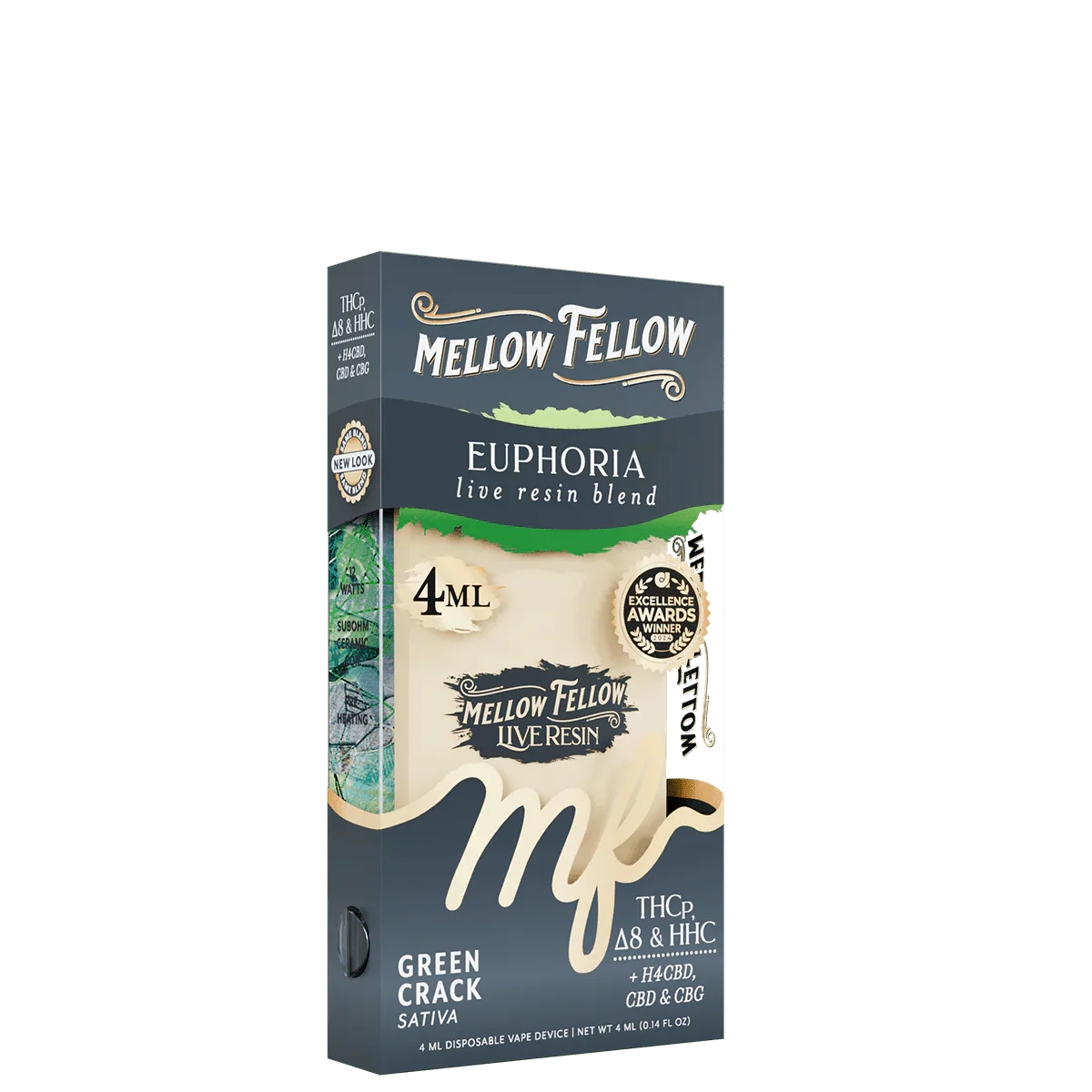 Mellow Fellow Euphoria Blend 4ml Live Resin Disposable Vape - Green Crack (Sativa)