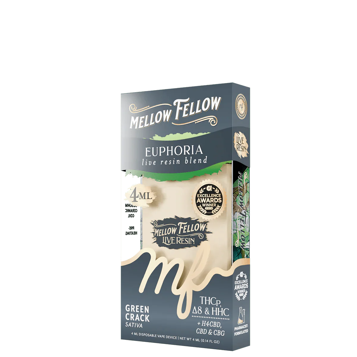 Mellow Fellow Euphoria Blend 4ml Live Resin Disposable Vape - Green Crack (Sativa)
