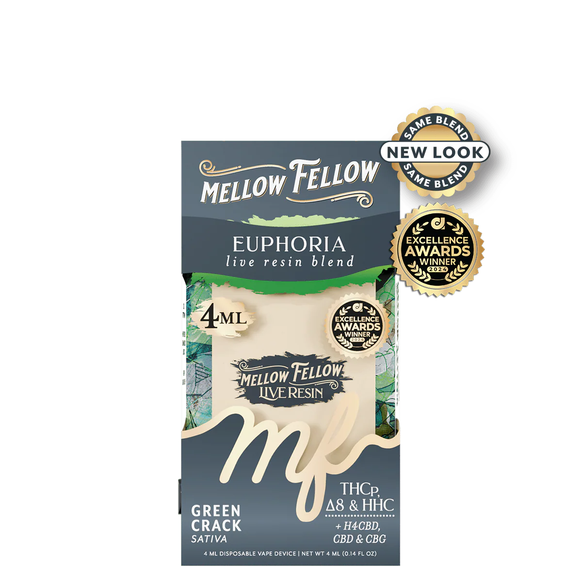 Mellow Fellow Euphoria Blend 4ml Live Resin Disposable Vape - Green Crack (Sativa)