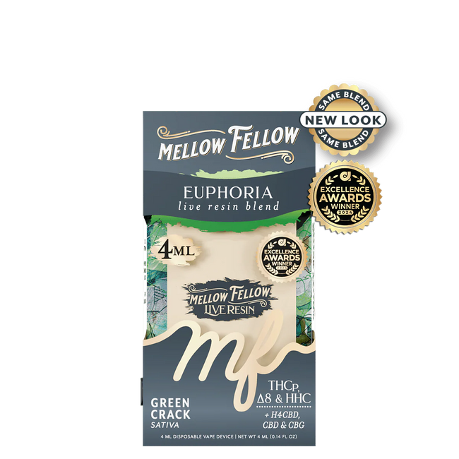 Mellow Fellow Euphoria Blend 4ml Live Resin Disposable Vape - Green Crack (Sativa)