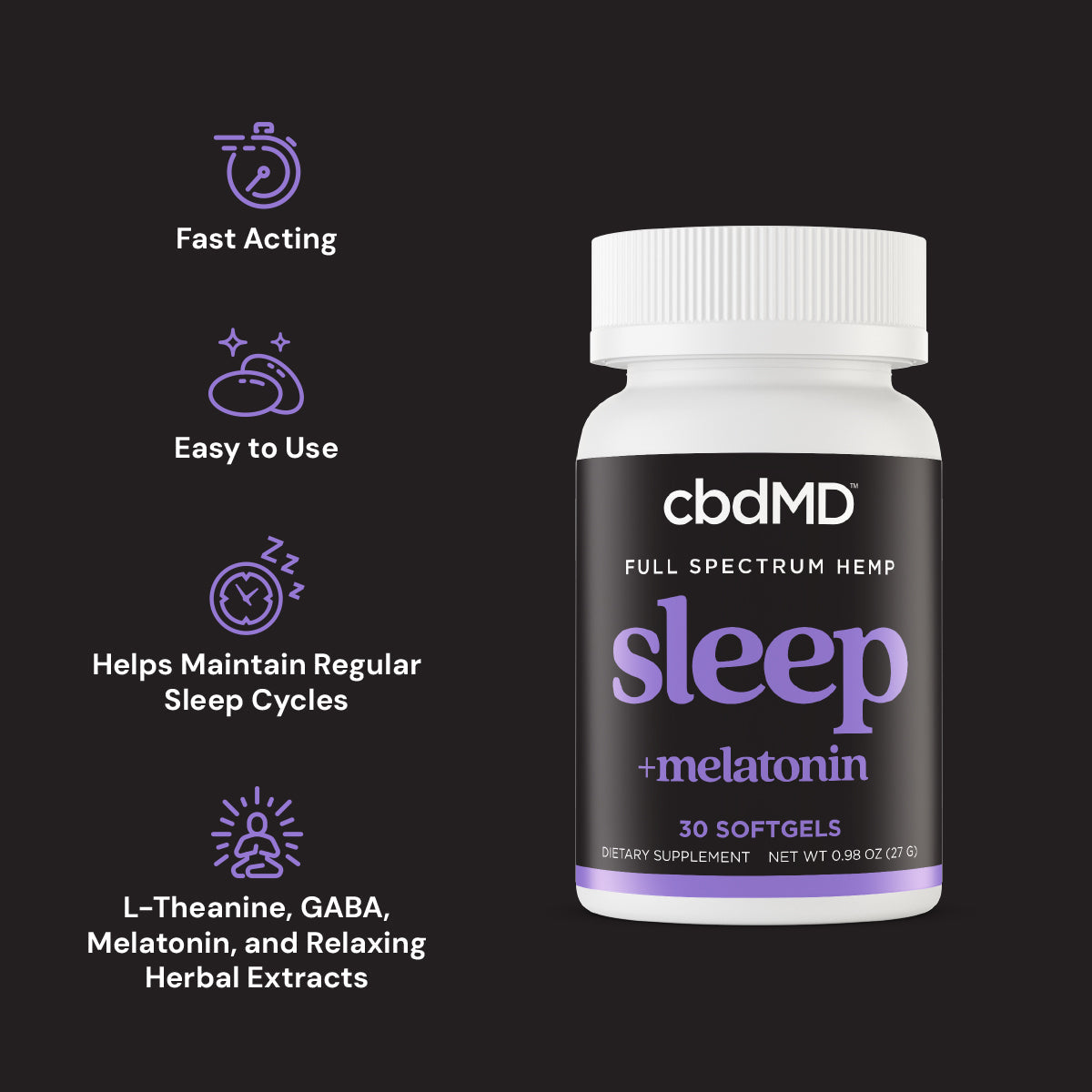 cbdMD Full Spectrum CBD Sleep Softgels