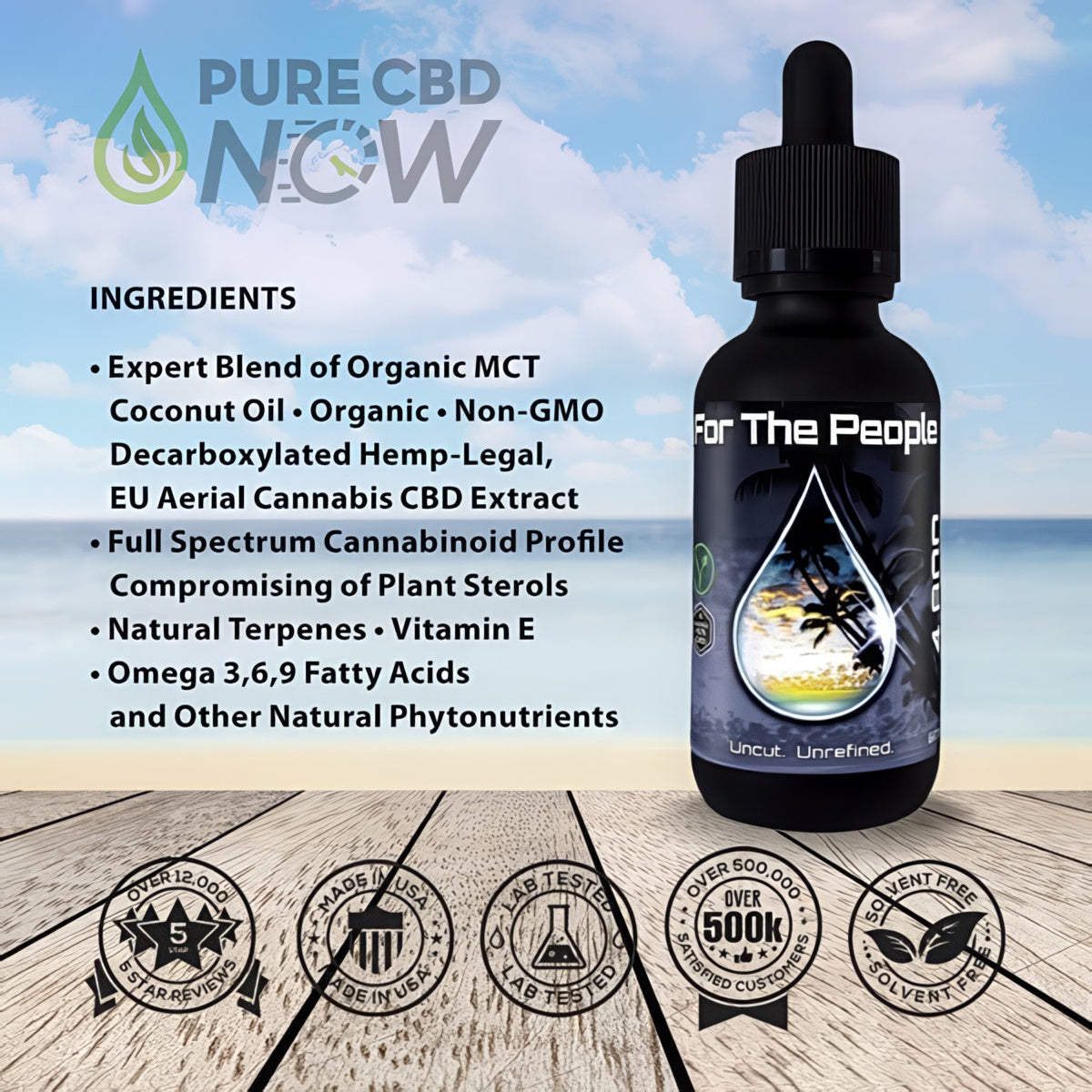 CBD For The People CBD Oil 4800mg 30ml (Sublingual or Wax Pen Vape)