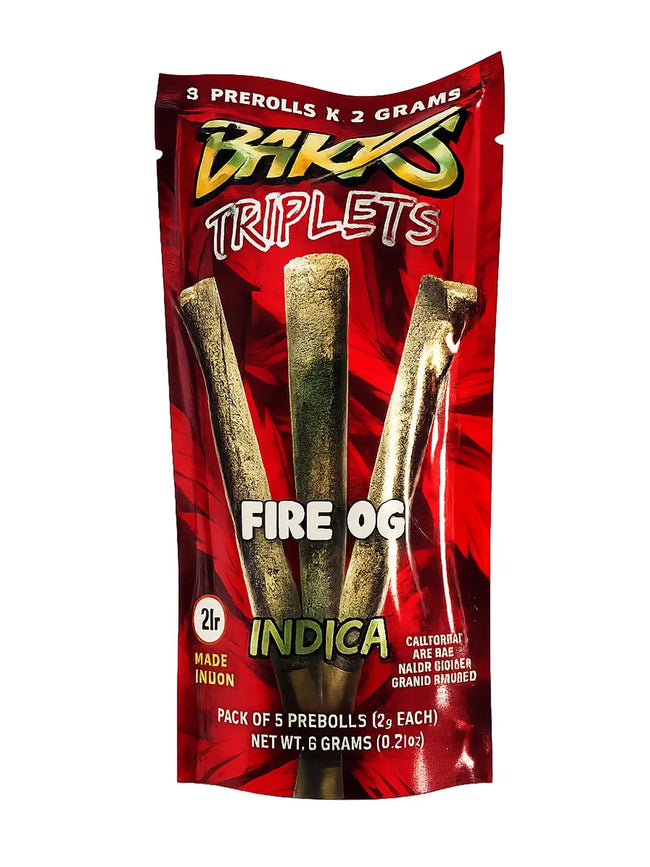 Fire OG Bakrs Triplets Diamond Infused Pre-Rolls 3ct 2g