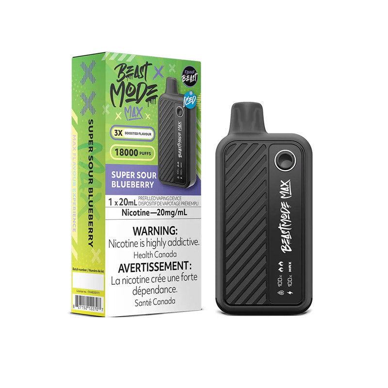 Super Sour Blueberry Flavour Beast Mode Max 18K Disposable Vape