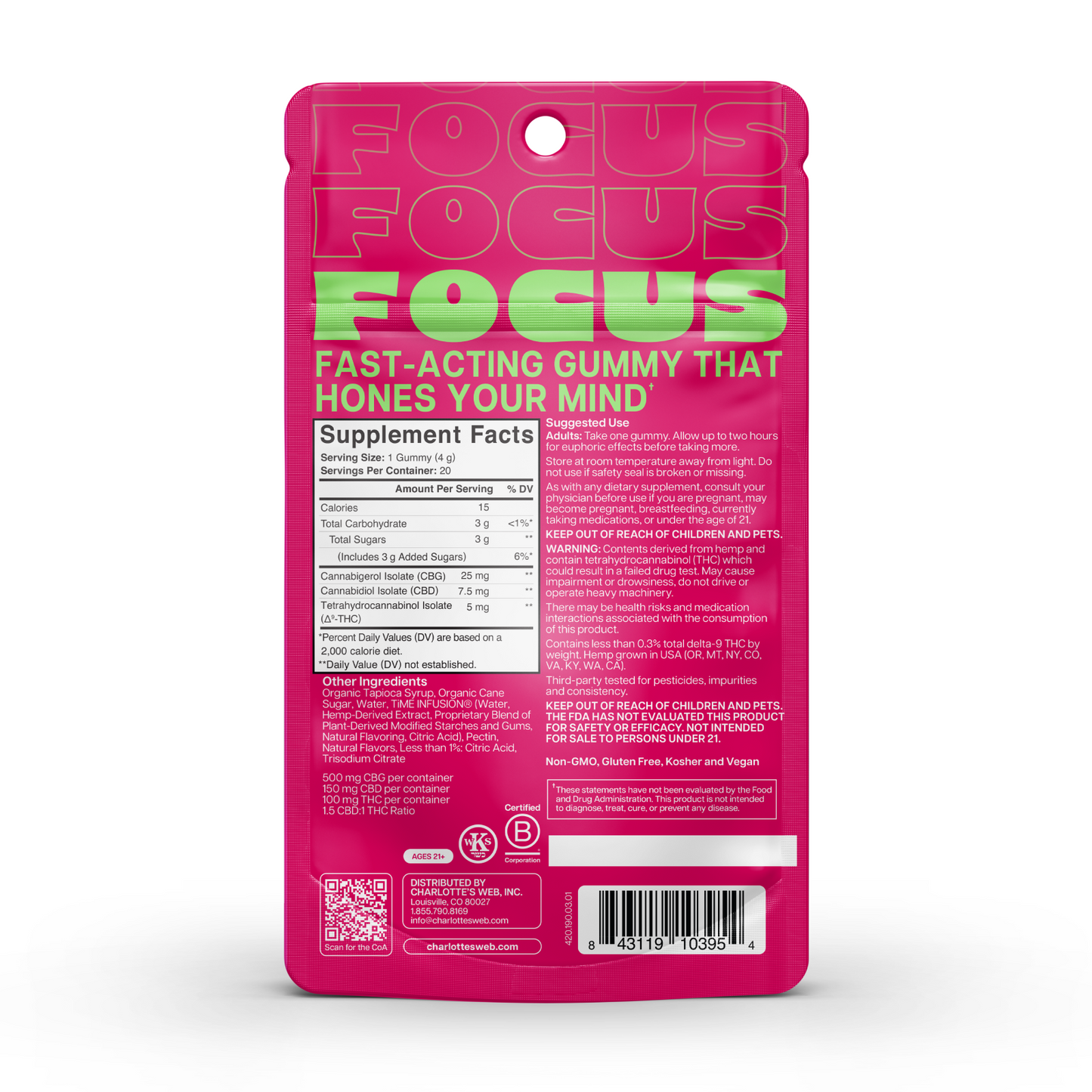 Charlotte's Web Focus THC Gummies