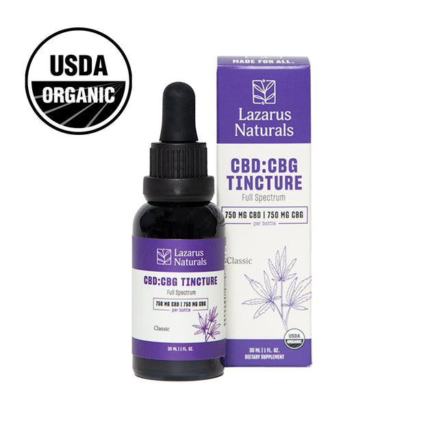 Lazarus Naturals ORGANIC CBD+CBG TINCTURE, 25MG CBD & 25MG CBG / ML