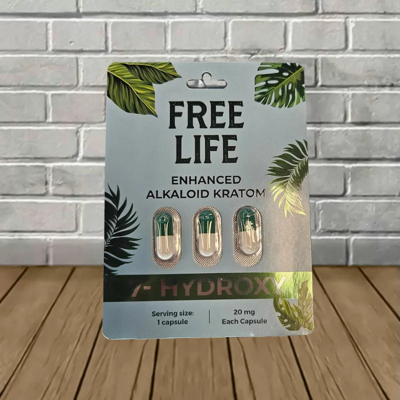 Free Life Enhanced Alkaloid 7-Hydroxy Extract Capsules 3ct