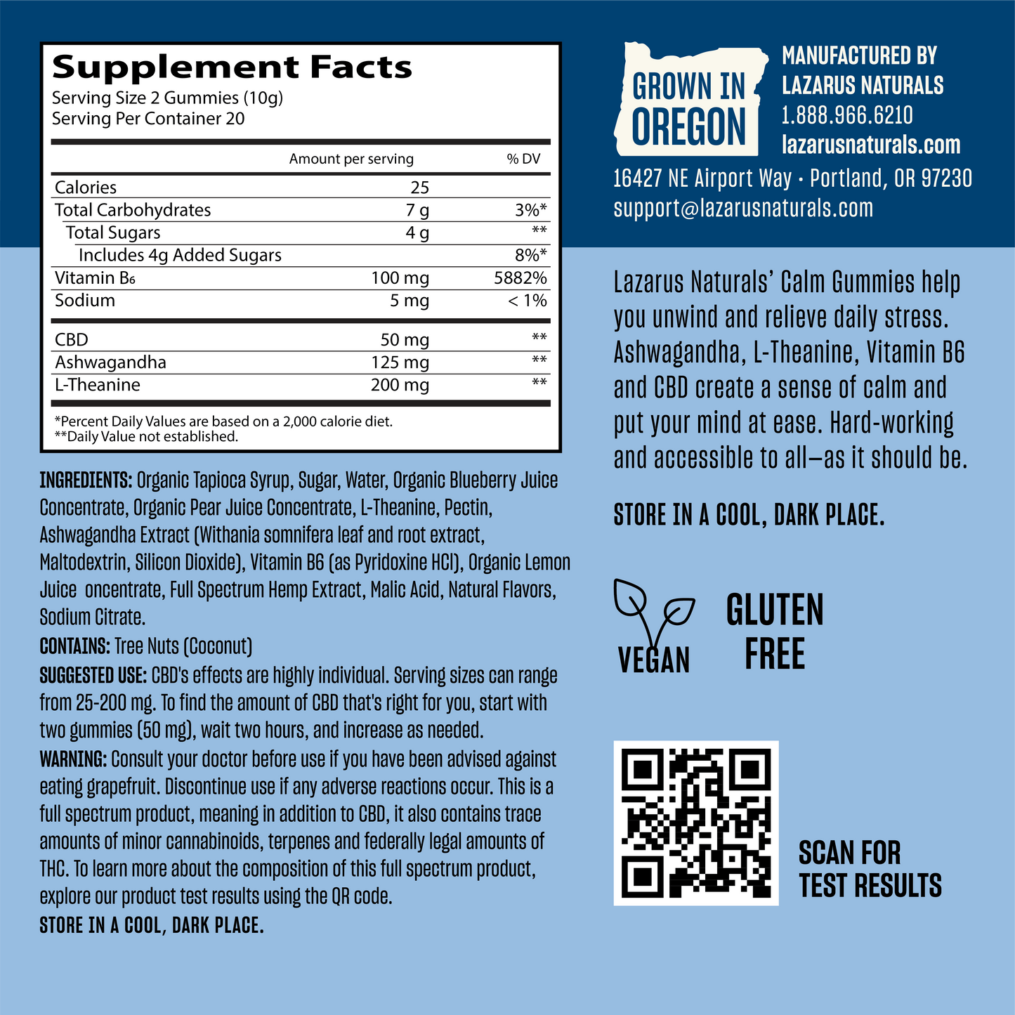 Lazarus Naturals CBD GUMMIES, CALM