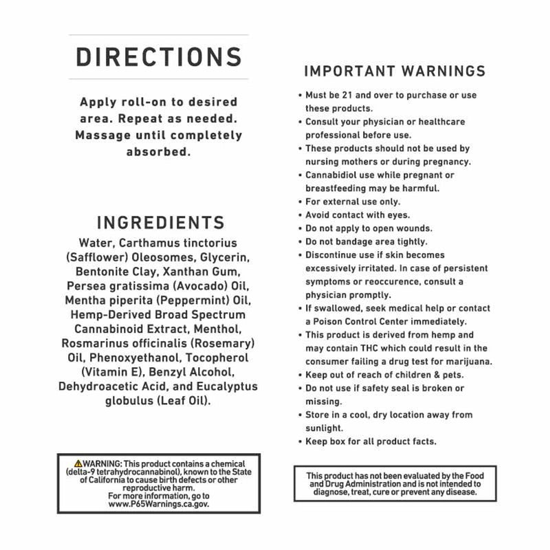 Cool Relief CBD Roll-On - 750mg (3oz) Best Sales Price - Topicals