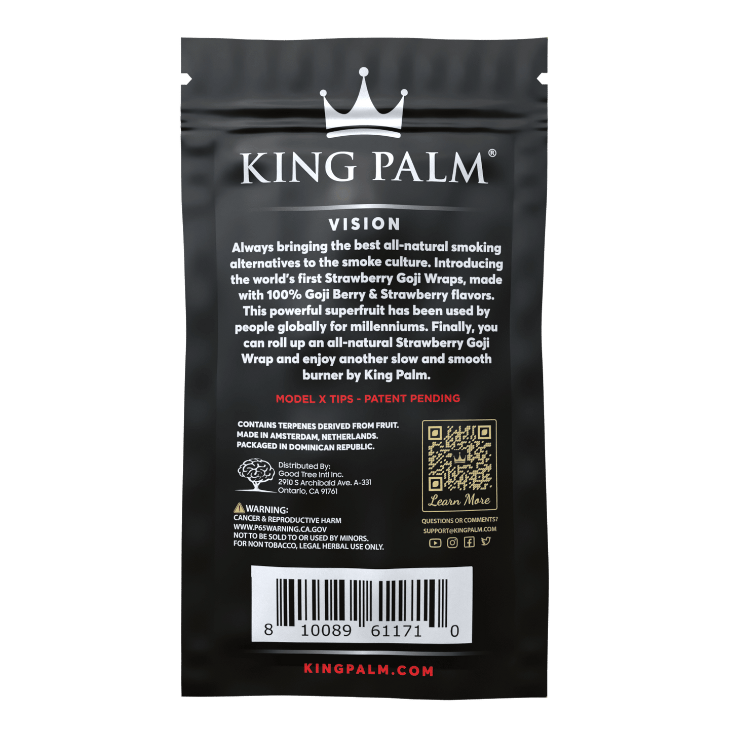 King Palm 4 Goji Wraps w/ Model X Tips - Strawberry