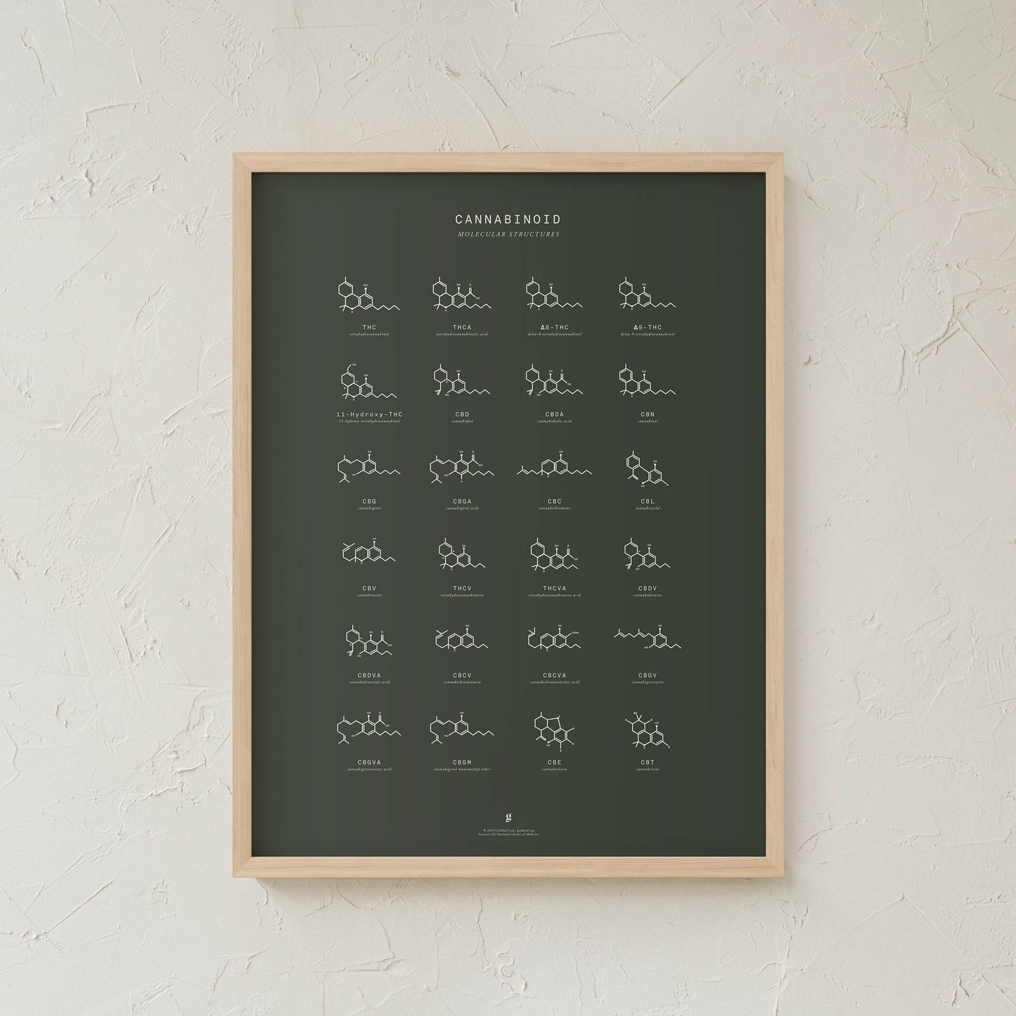 GoldLeaf Cannabinoid Molecular Structures Chart Print Best Sales Price - Art Prints