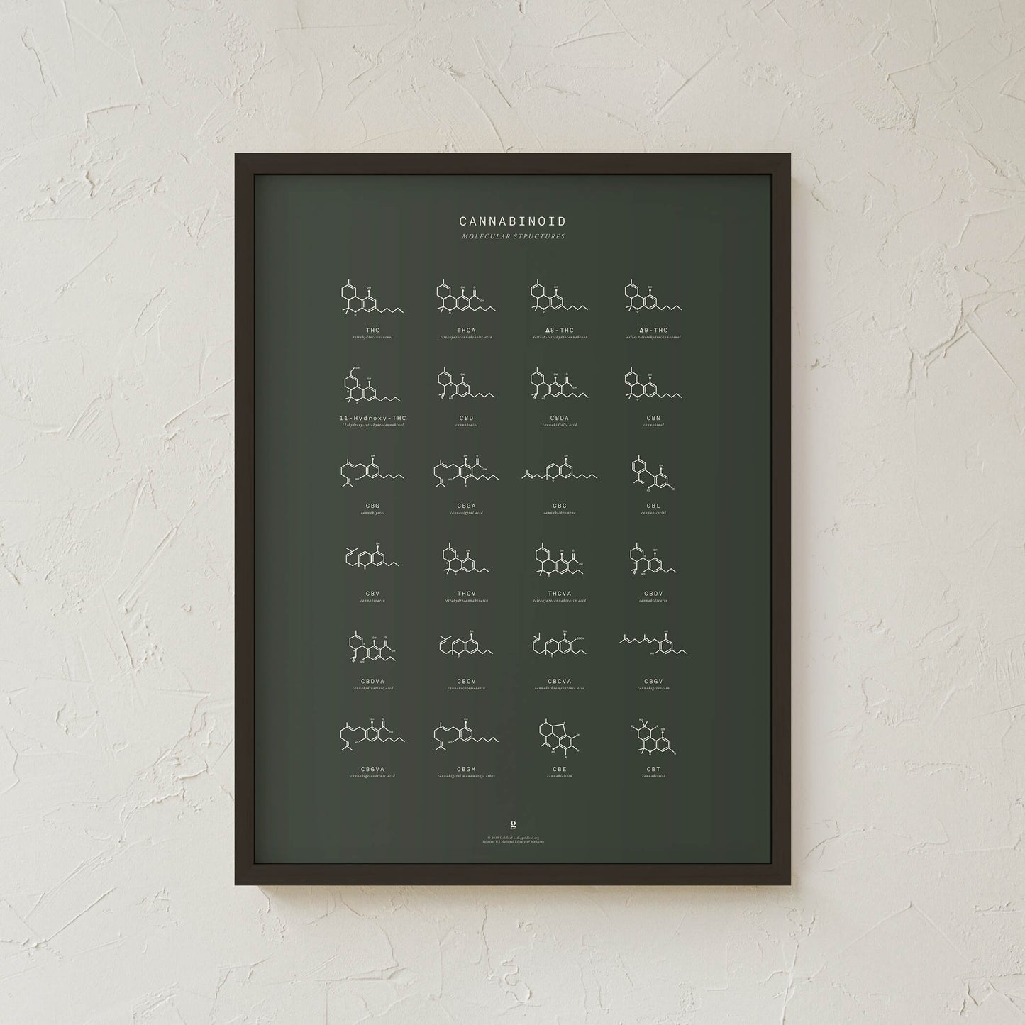 GoldLeaf Cannabinoid Molecular Structures Chart Print Best Sales Price - Art Prints