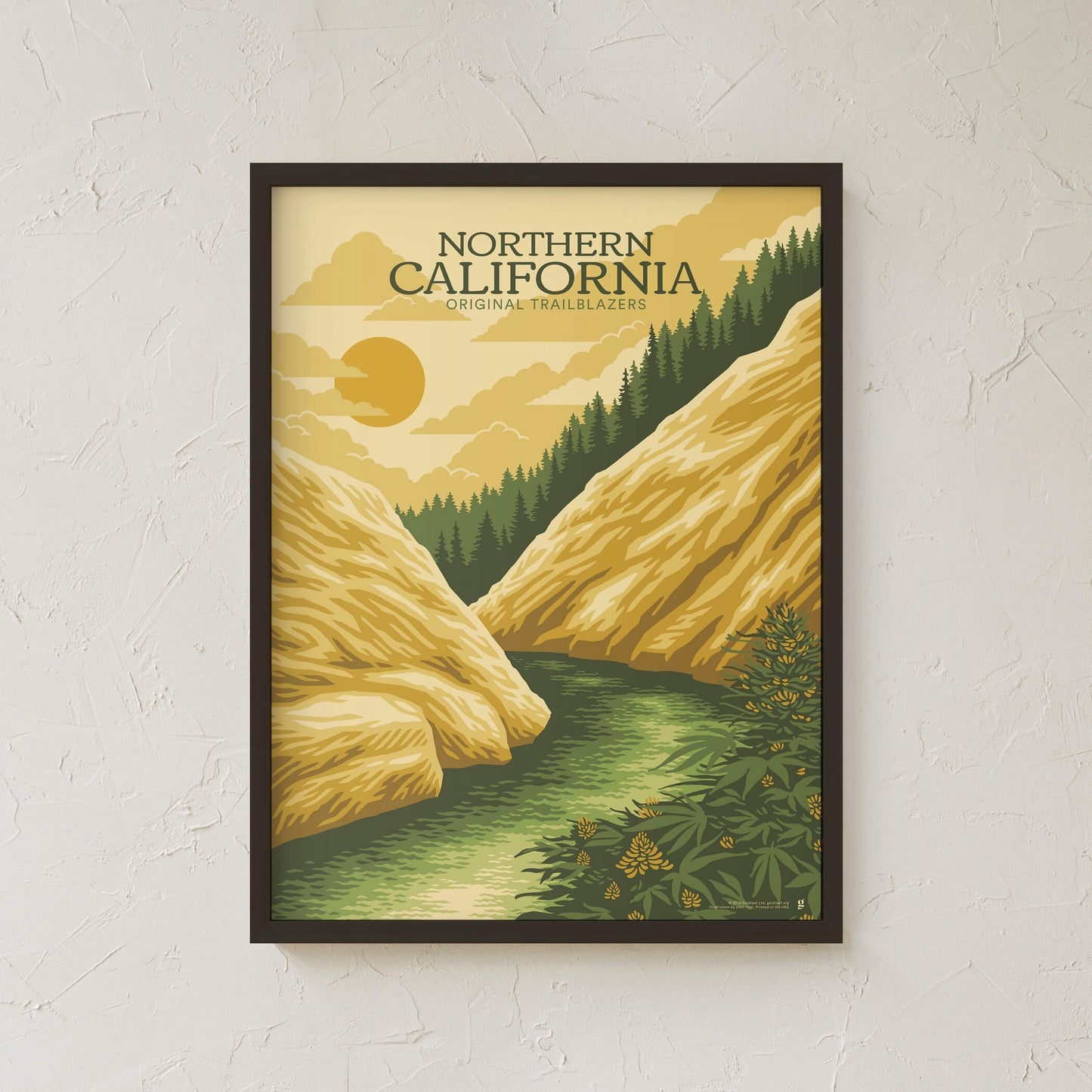GoldLeaf Northern California Cannabis Travel Art Print Best Sales Price - Art Prints