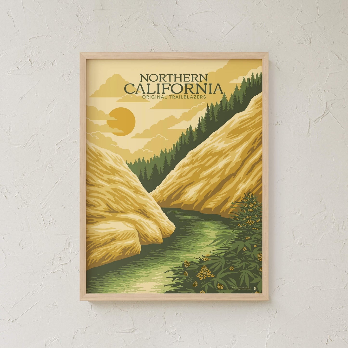 GoldLeaf Northern California Cannabis Travel Art Print Best Sales Price - Art Prints