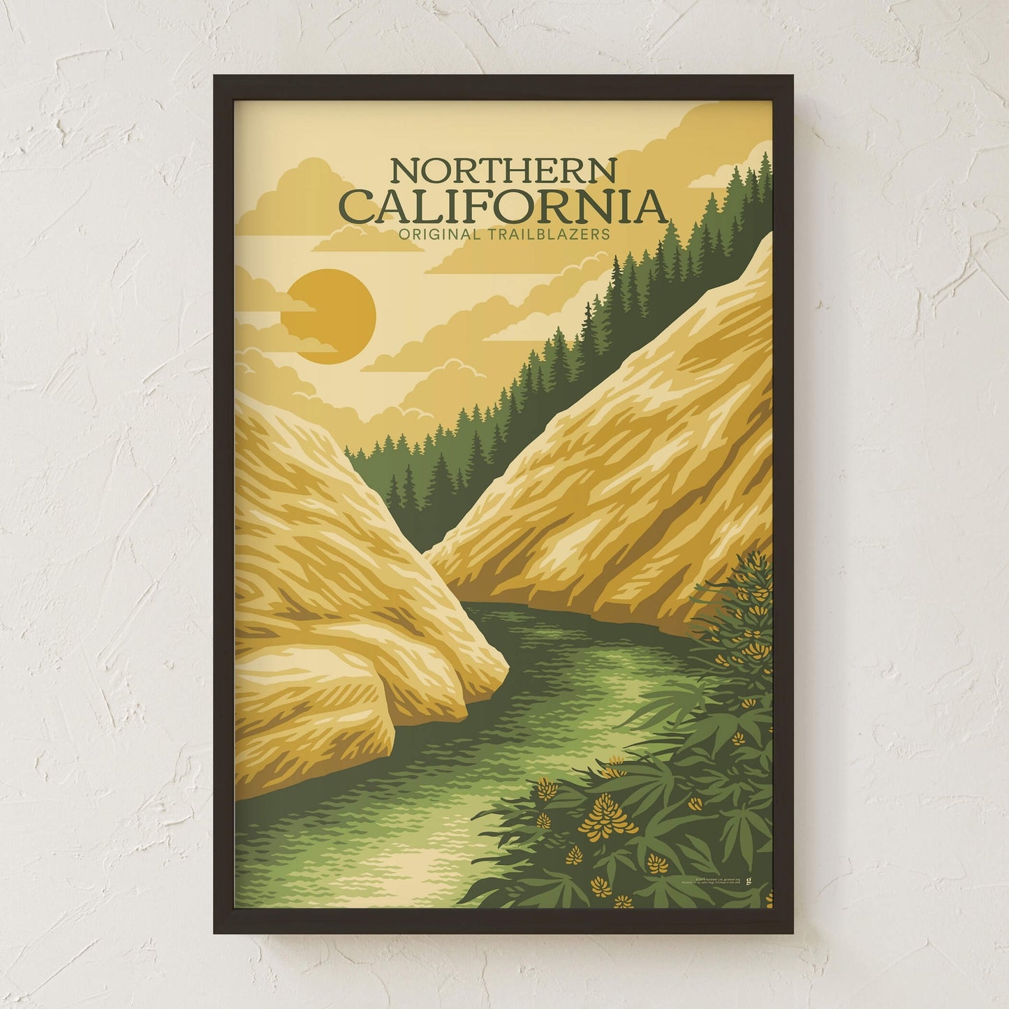 GoldLeaf Northern California Cannabis Travel Art Print Best Sales Price - Art Prints